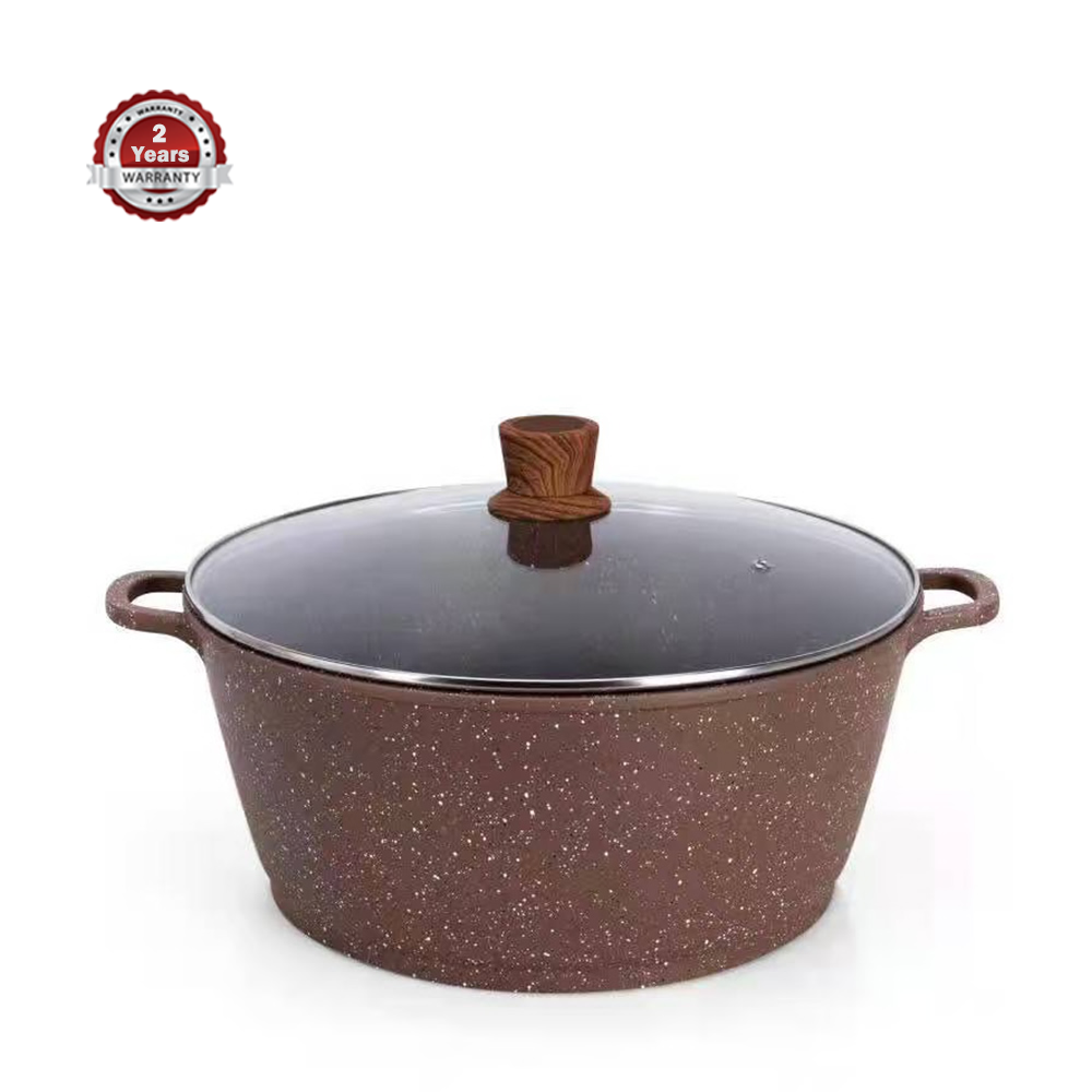 Mgc Granite Marble Coating Non Stick Casserole Cooking Pot With Glass
