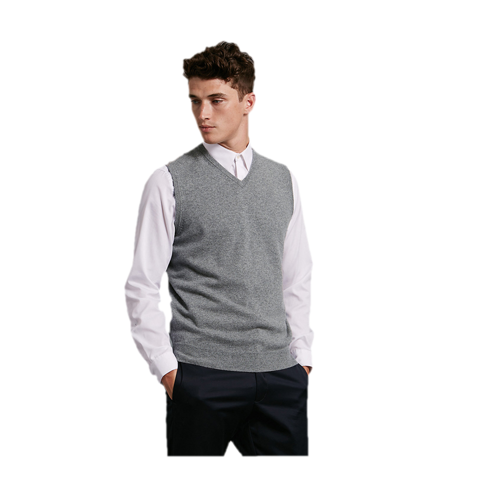 Woolen Sleeveless Sweater For Men - J-49 - Gray