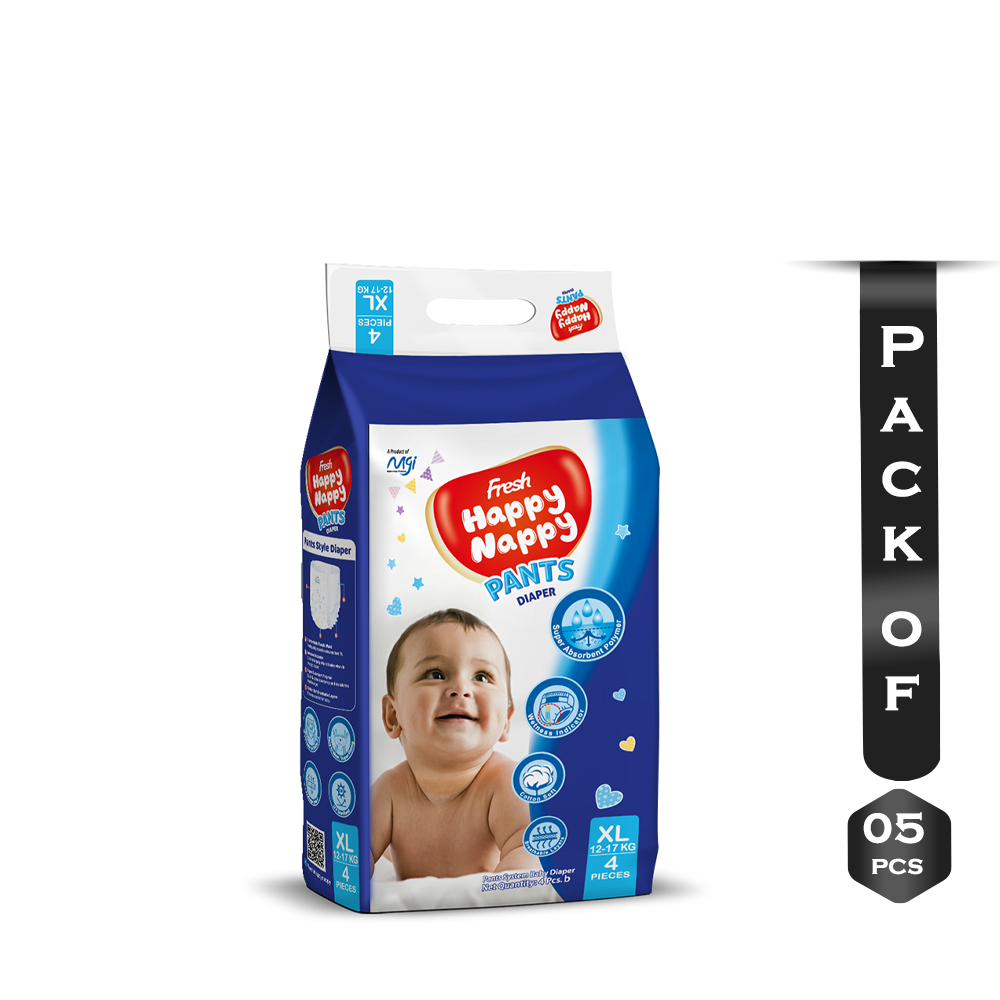 Pack Of 5 Fresh Happy Nappy Pants Diaper XL 1217Kg 4Pcs