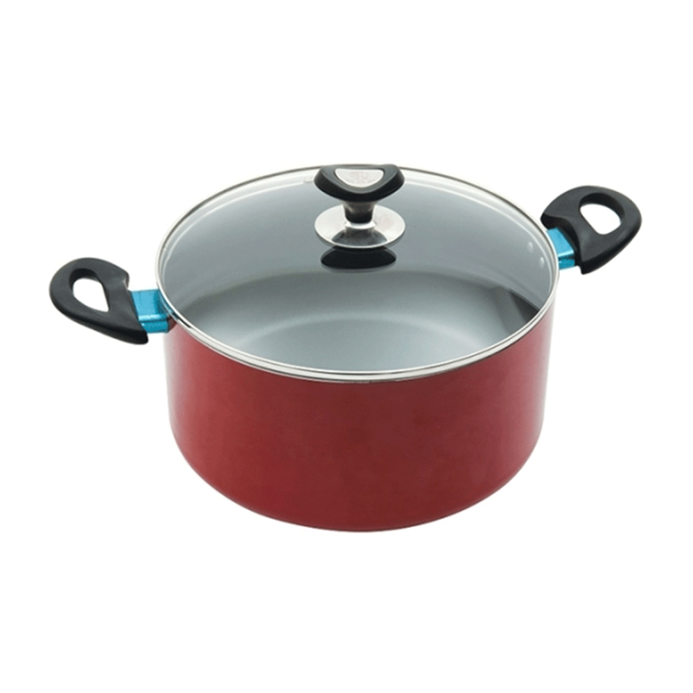 Topper Non-Stick Glamour Casserole with Lid - Red - 26 CM