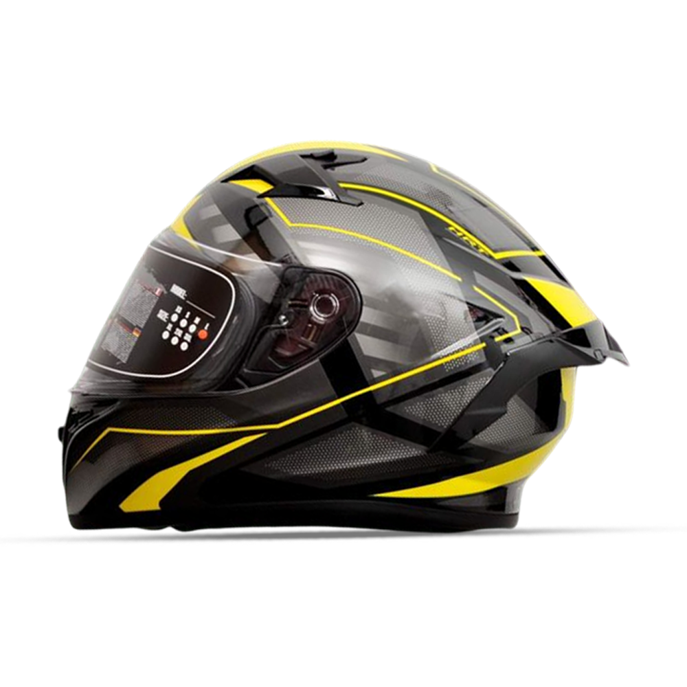 YOHE 978-2-62#B Full Face Glossy Helmet - Black Yellow Glossy