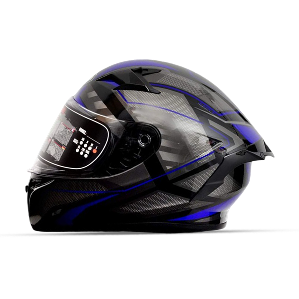 YOHE 978-2-62#C Full Face Glossy Helmet - Black Blue Glossy