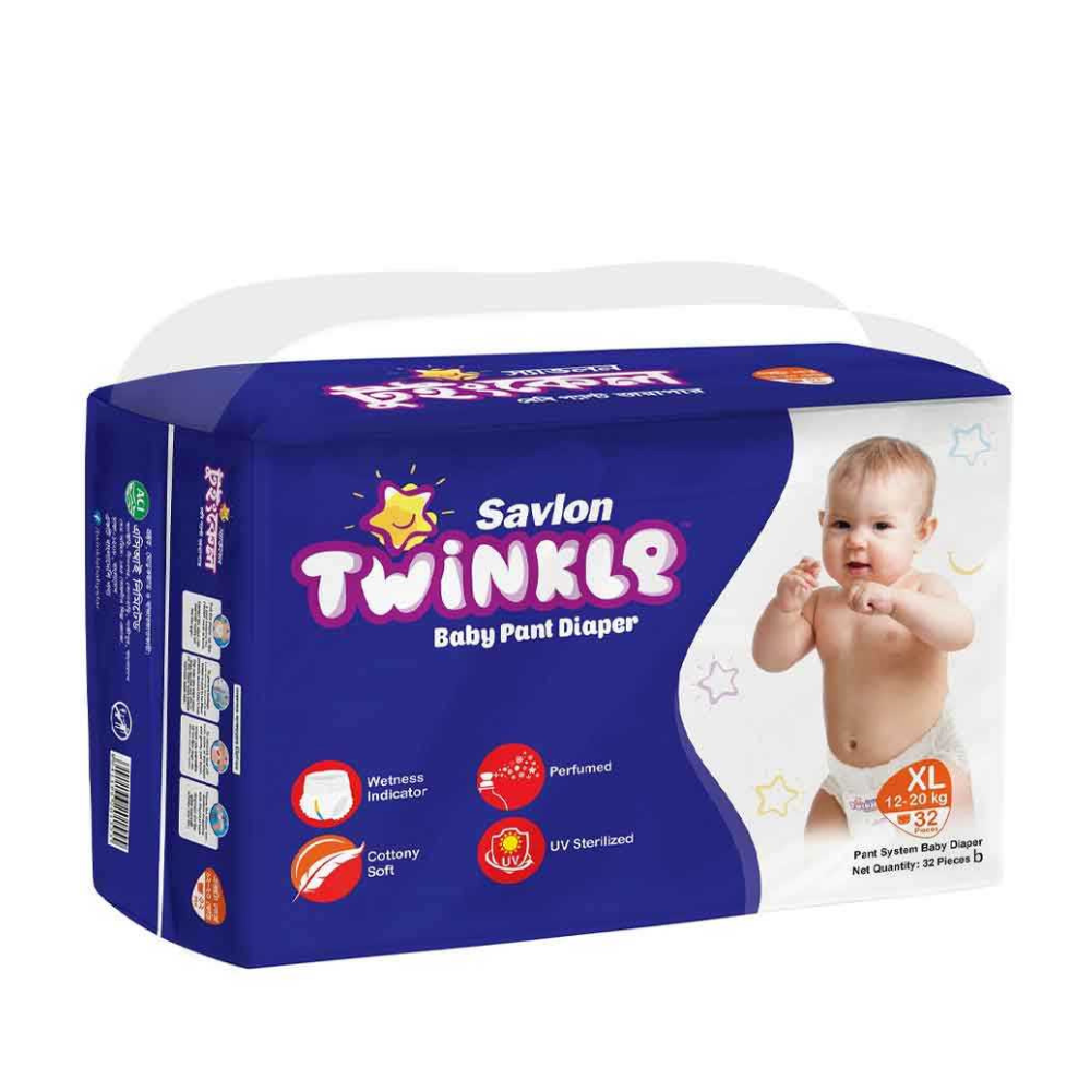 Savlon Twinkle Baby Diaper AZE 2005 Pant XL 32pcs