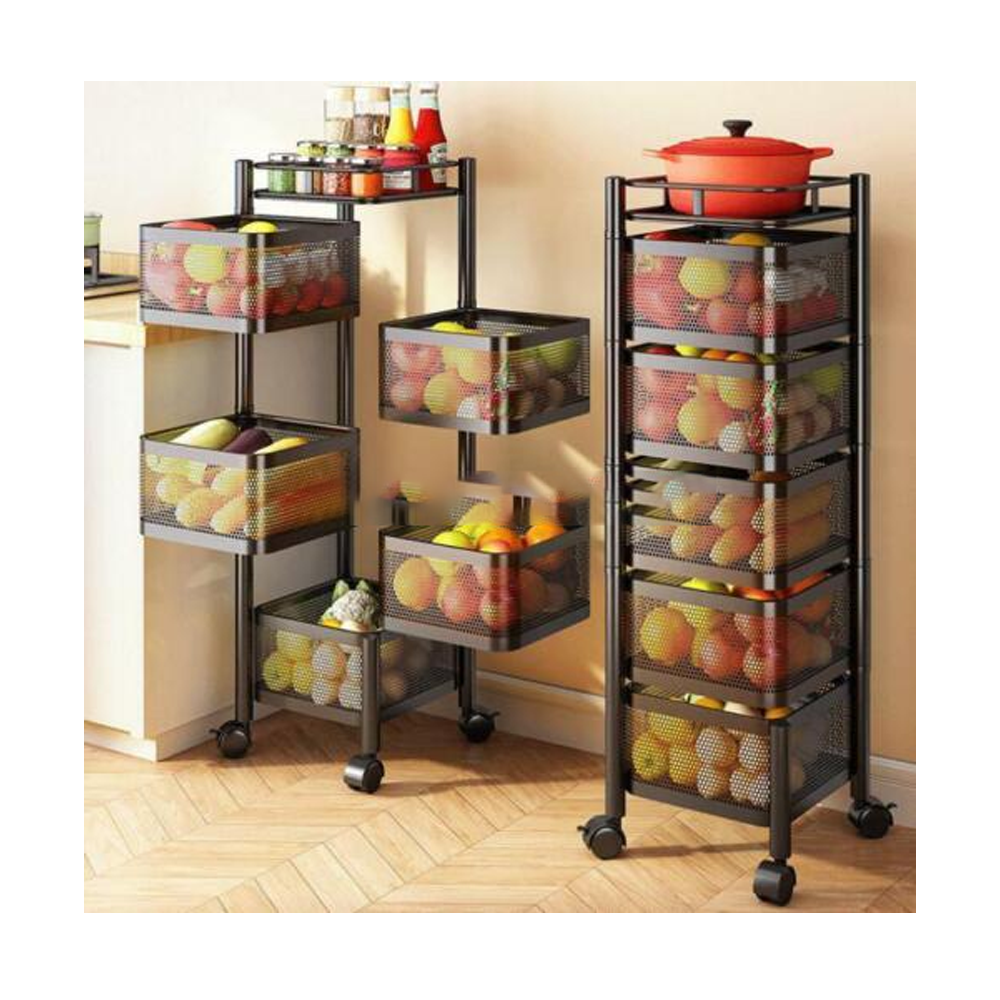 AnBaiMei 360 Degree Rotating Carbon Steel Basket And Vegetable Shelf