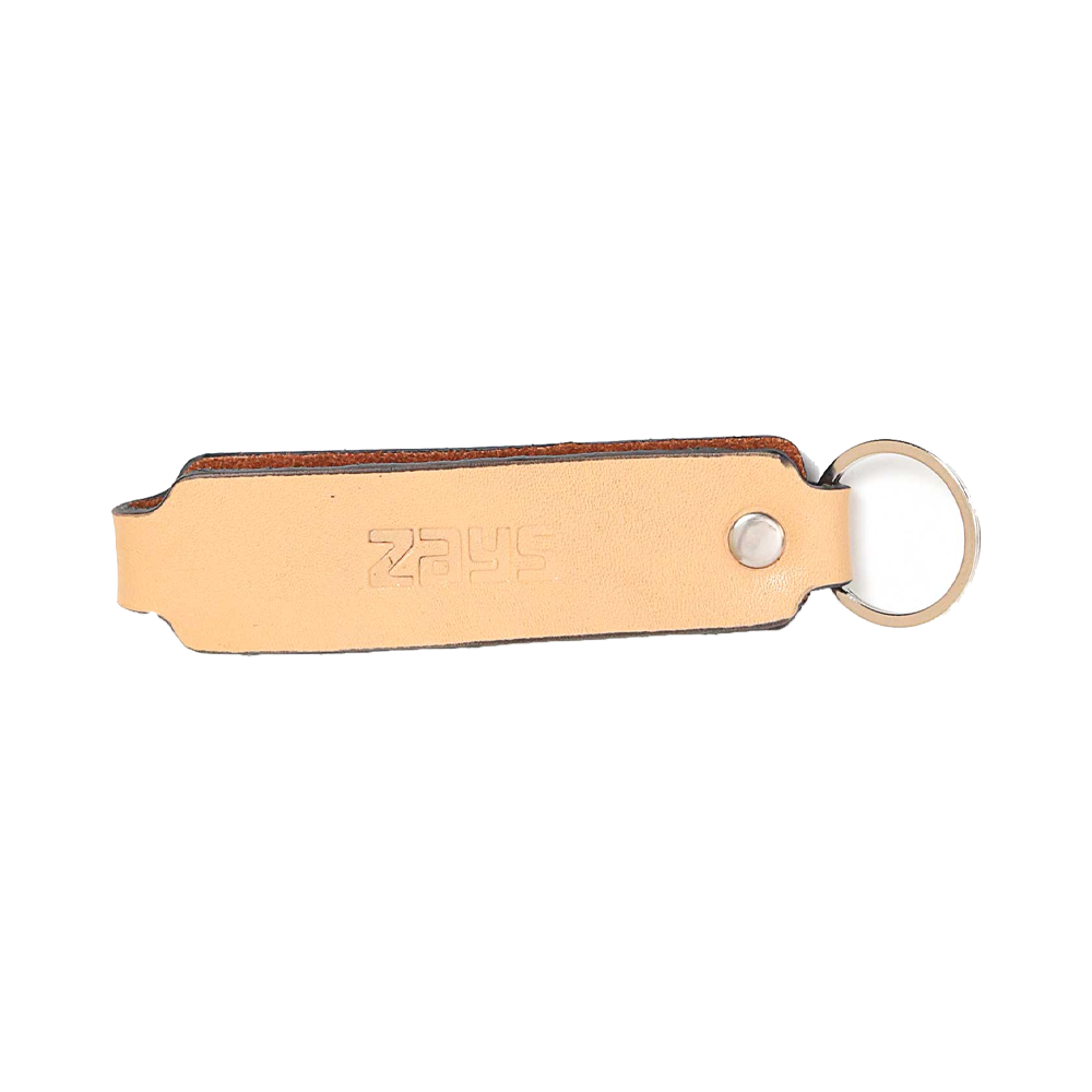 Zays Premium Leather Key Ring - Deep off White - ZKR09