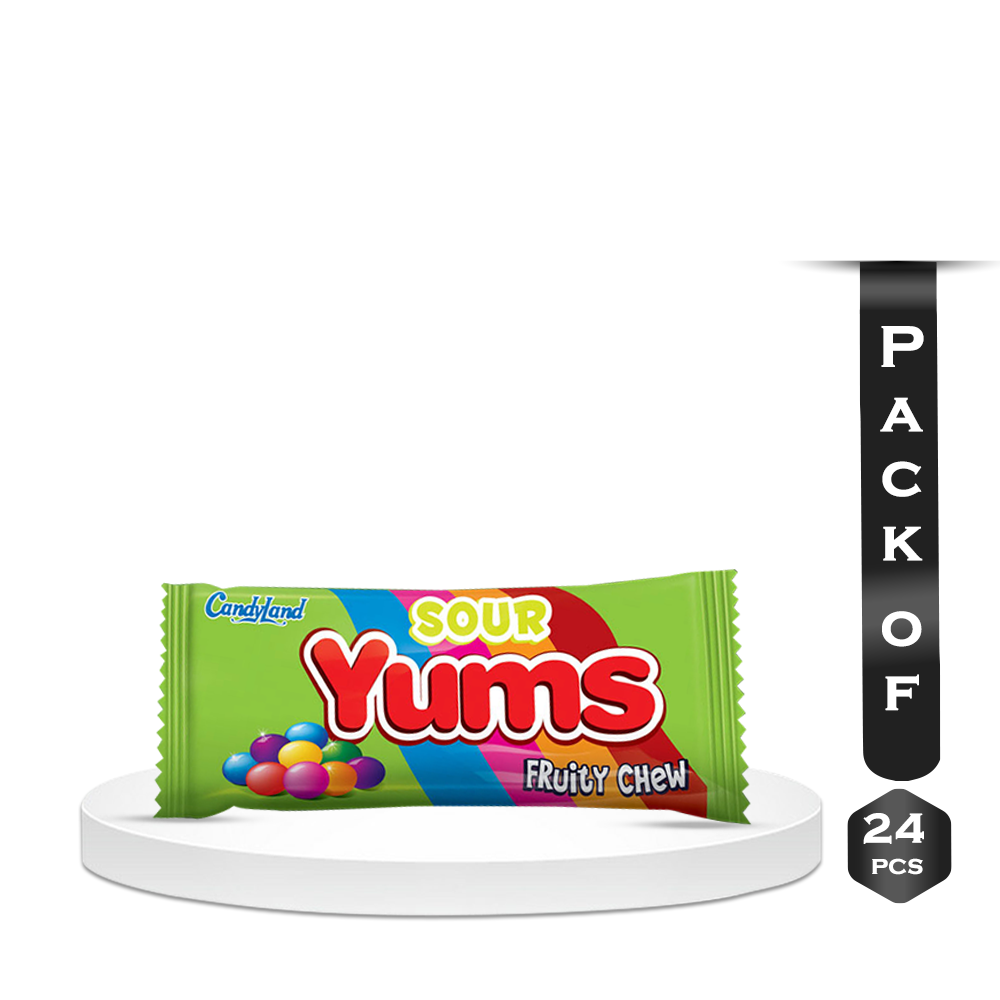 Candyland Yums Sour Chew Mix Fruit Flavor Candy 24 Pcs