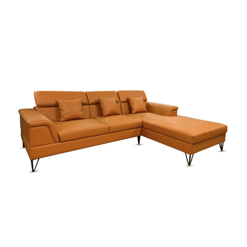 Solid Gorjon Wood Lotus Corner sofa - Light Chocolate Brown