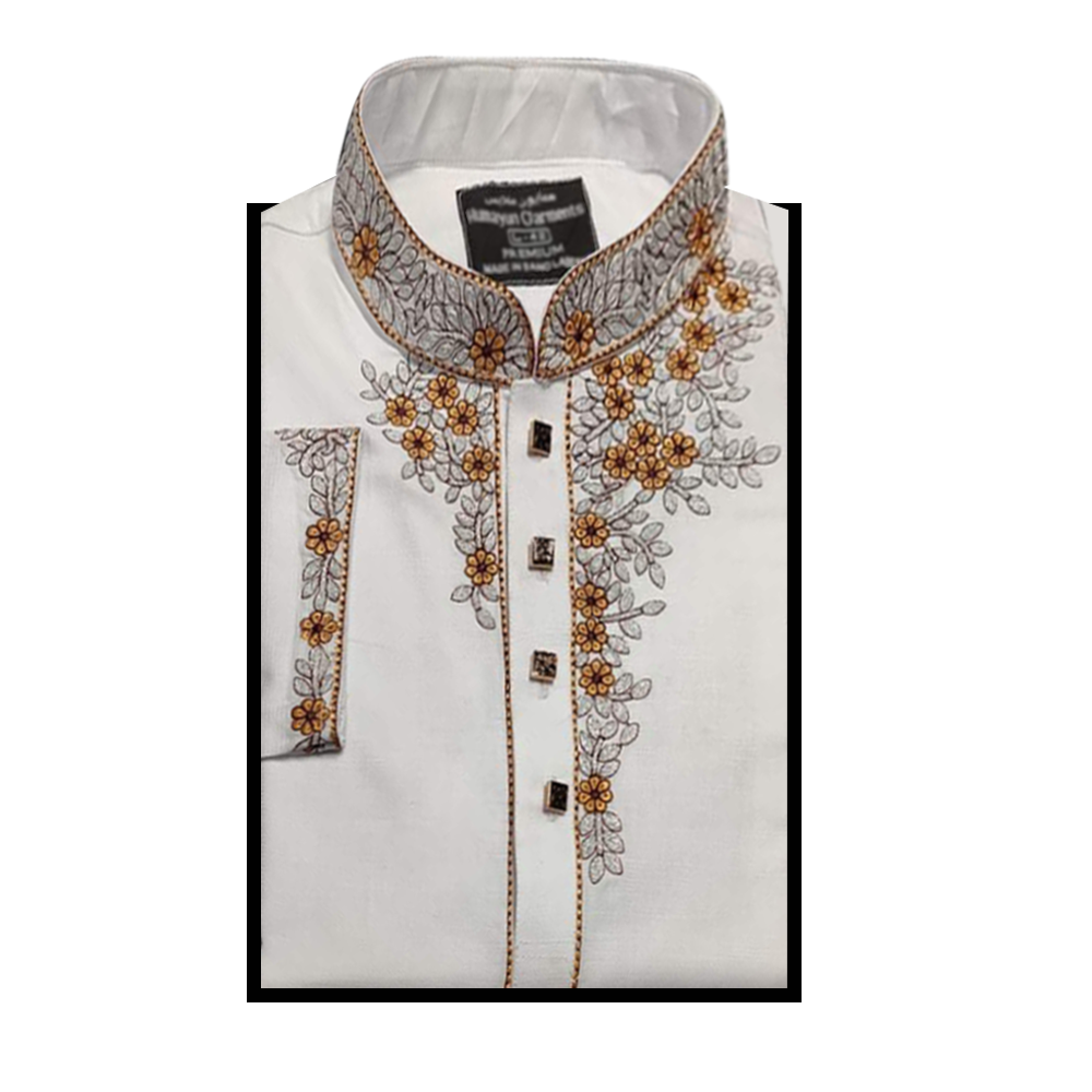 Exclusive Eid Collection Cotton Panjabi for Men - White  - HUA001