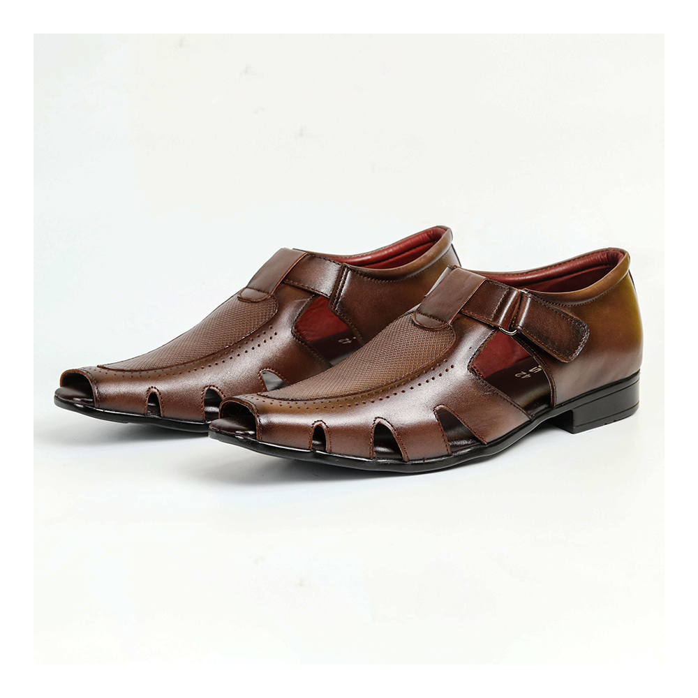 Zays Leather Sandal Shoe For Men - SF06 - Brown