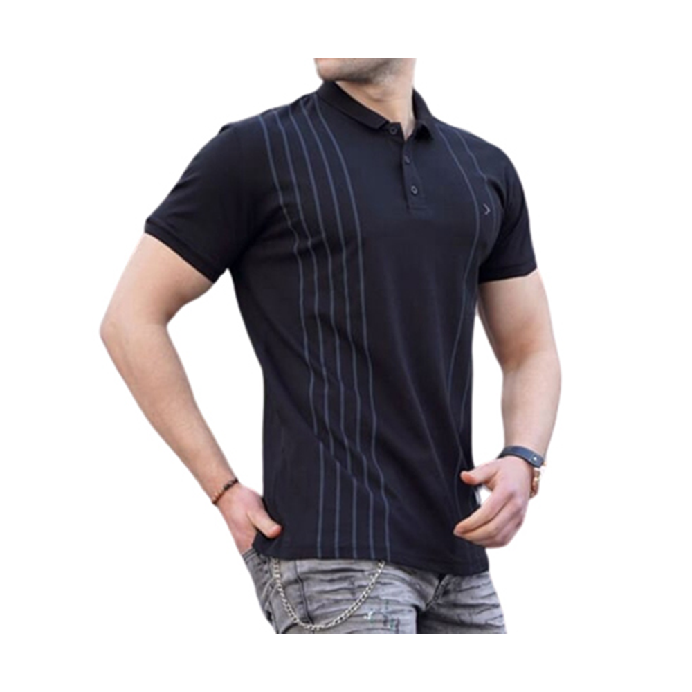 PK Cotton Half Sleeve Polo Shirt For Men - Black - PT-93