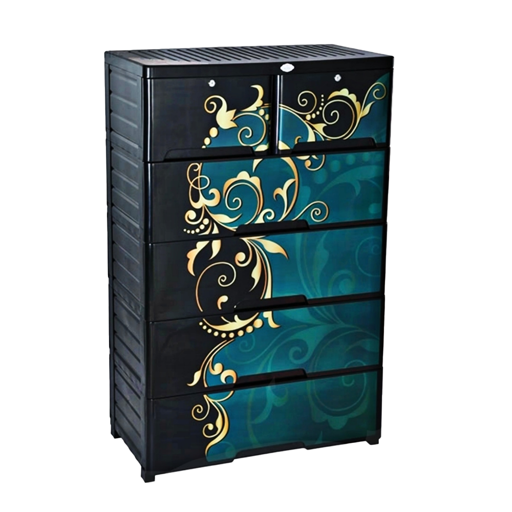 RFL Wardrobe Double 5D KD Deluxe Aurora Black and Yellow