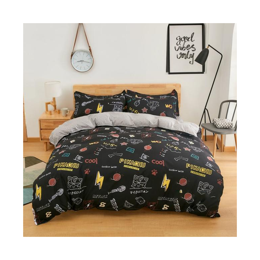 aloe-cotton-king-size-spaceship-printed-bed-sheet-cover-4-pcs-set-black