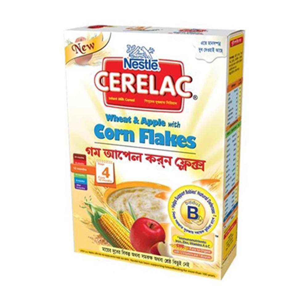 Nestle Cerelac Wheat and Apple Corn Flakes - 400gm BIB