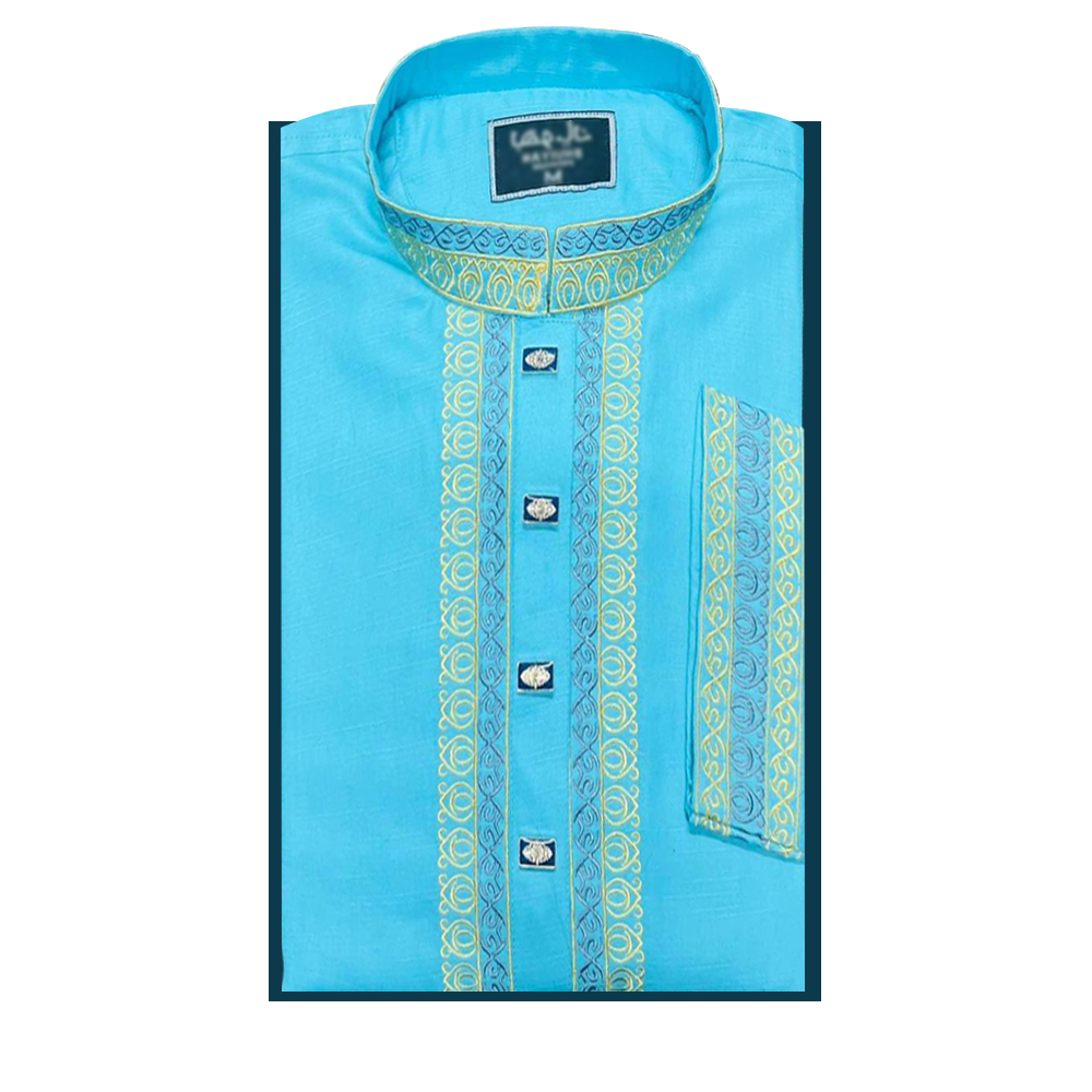 Exclusive Eid Collection Cotton Panjabi for Men - Blue - BHA007
