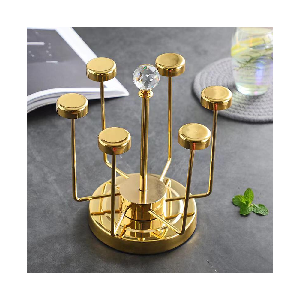 Stainless Steel Glass Stand 6 Holder Golden