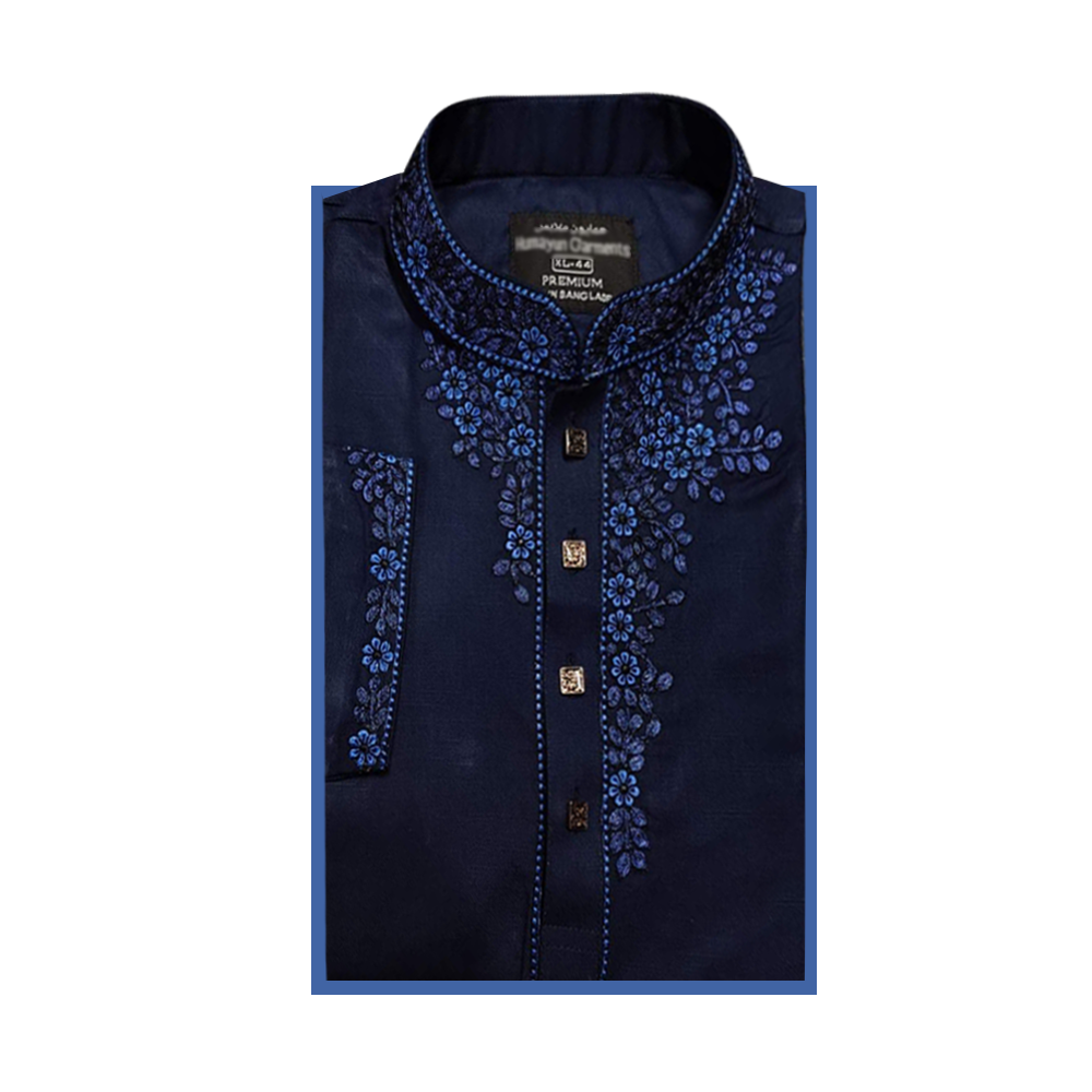 Exclusive Eid Collection Cotton Panjabi for Men - Navy Blue - HUA003