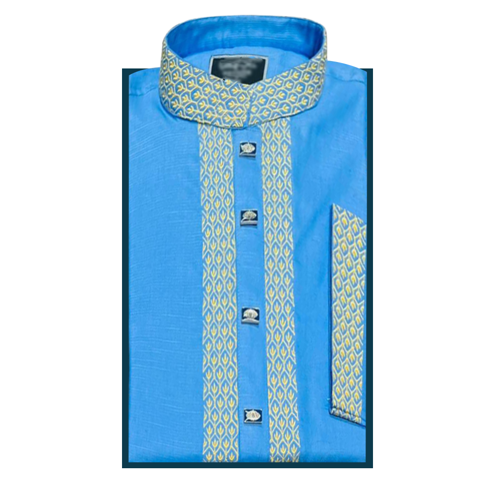Exclusive Eid Collection Cotton Panjabi for Men - Blue - BHA008