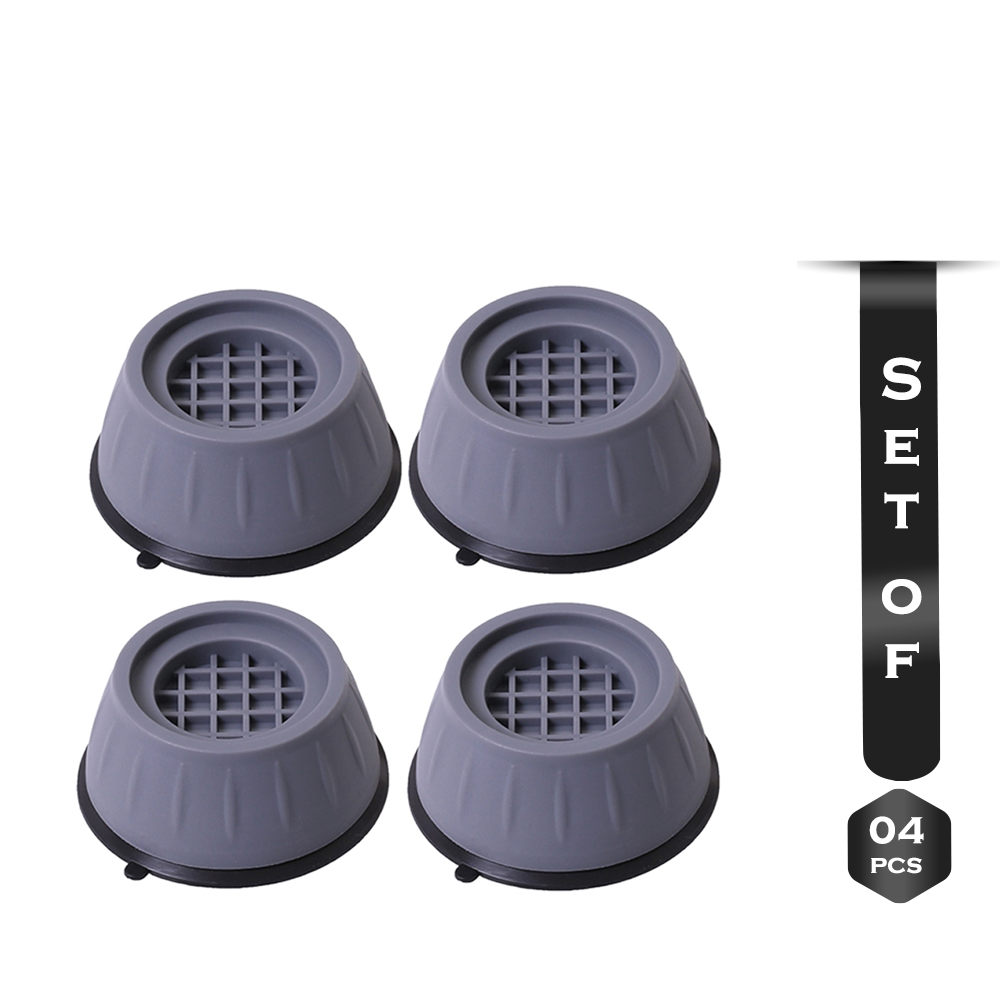 Set of 4 Pieces Anti Slip Washing Machine Feet Mats Grey