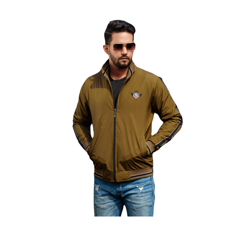 Microfiber Double Part Air Proof Jacket For Men - Olive - JCK20