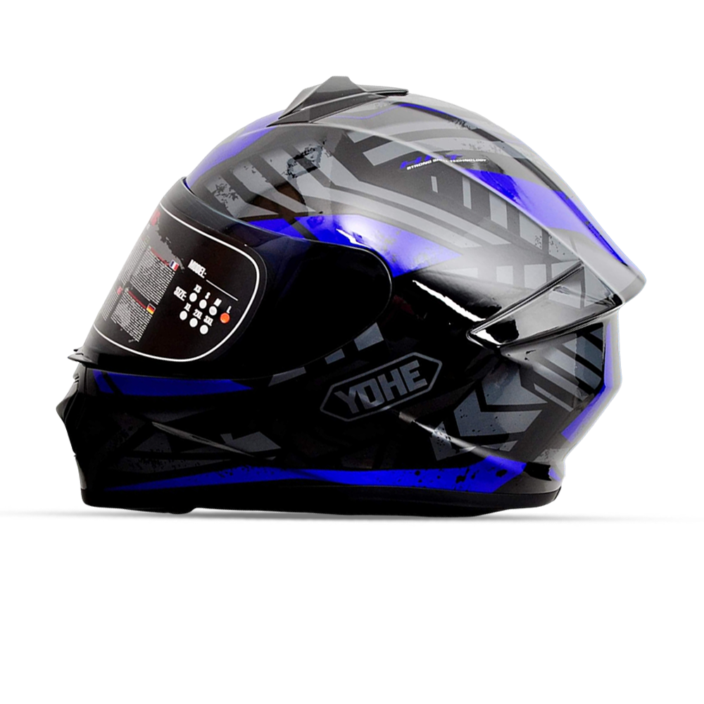 YOHE 977 HRT Full Face Glossy Helmet - Black and Blue