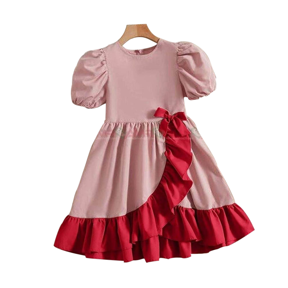 Charry Fabric Baby dress for Girl's Pink & Red BS10