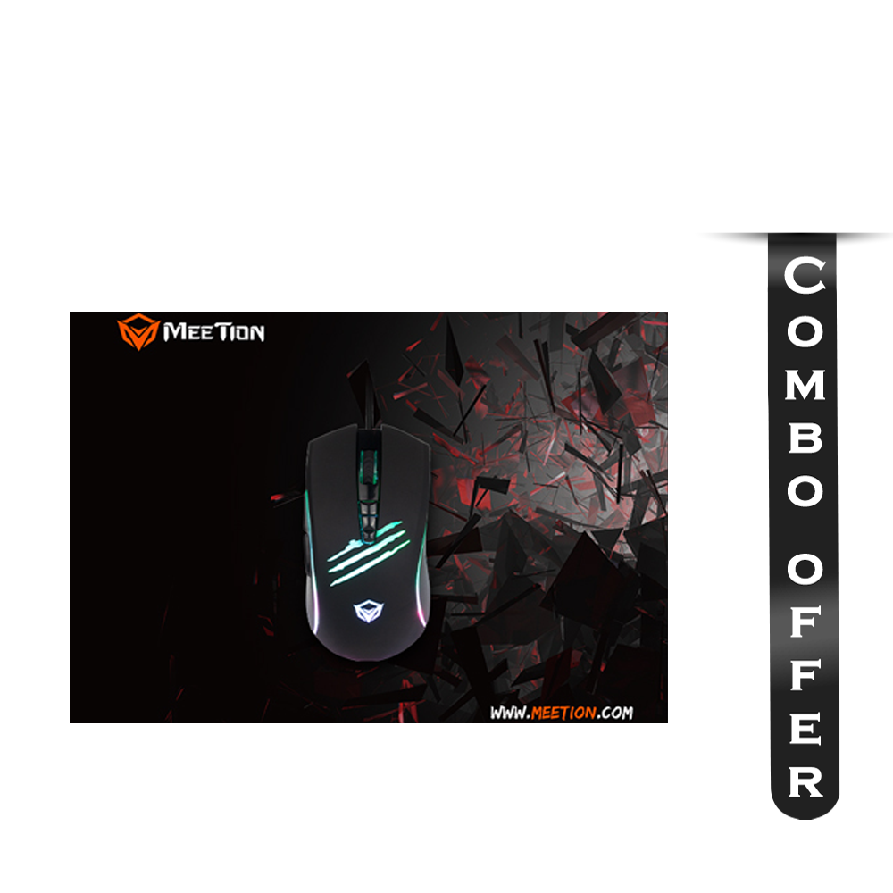 Meetion MTC011 Wired Gaming Mouse and Mouse Pad Combo Black