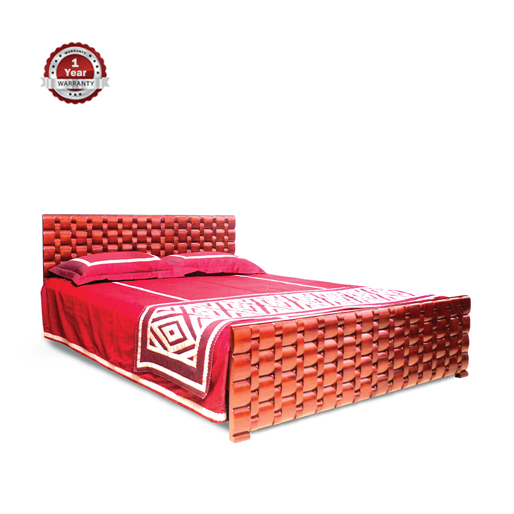 AKHTAR AFLBED156 Solid Mehogoni Wooden Bed Lacquer Light