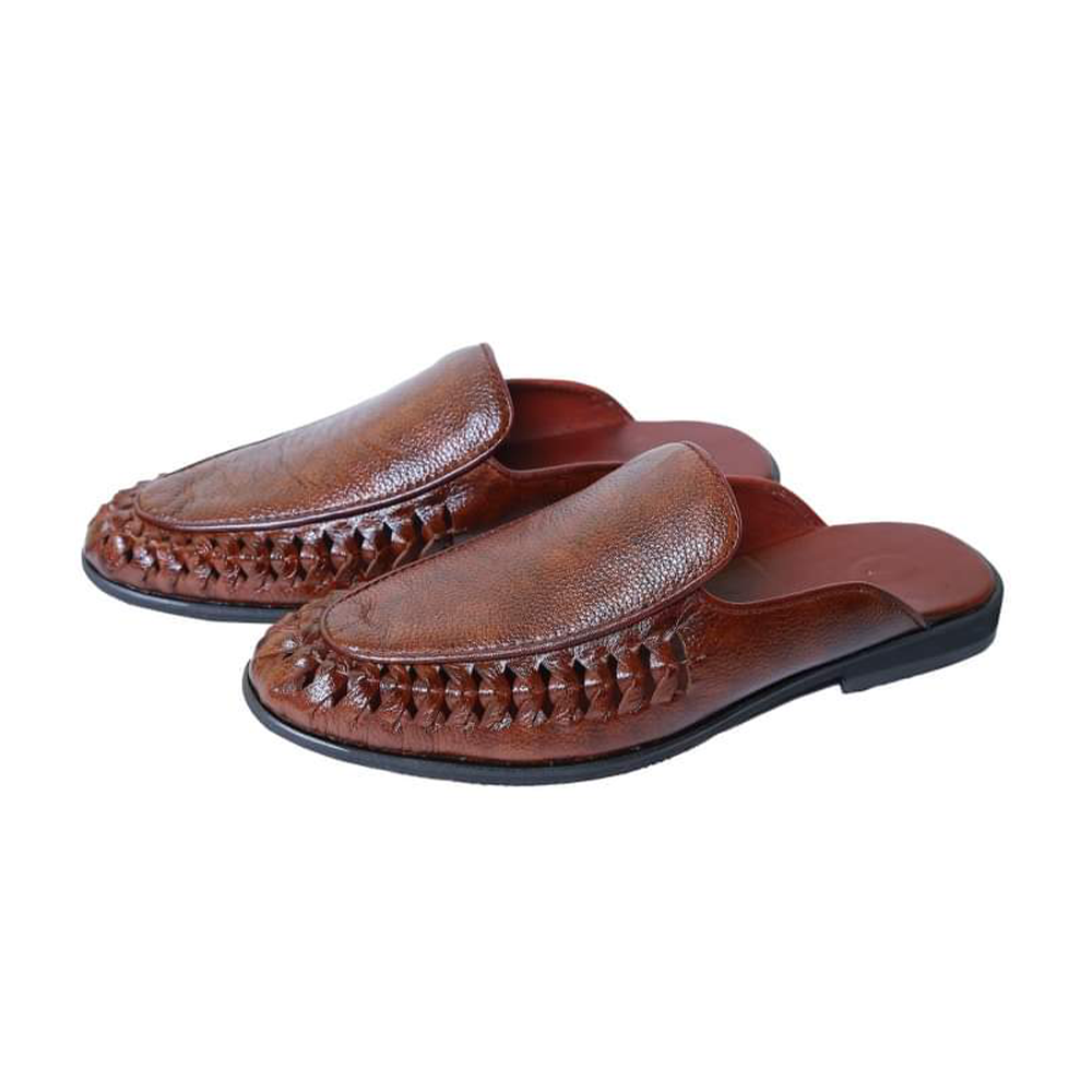 Leather Half Shoe For Men - Brown